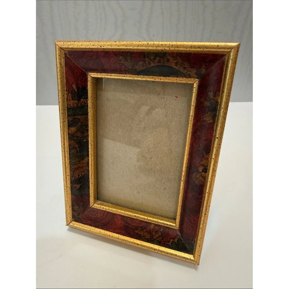 Miniature Gold Burgandy Picture Photo Frame 2x3